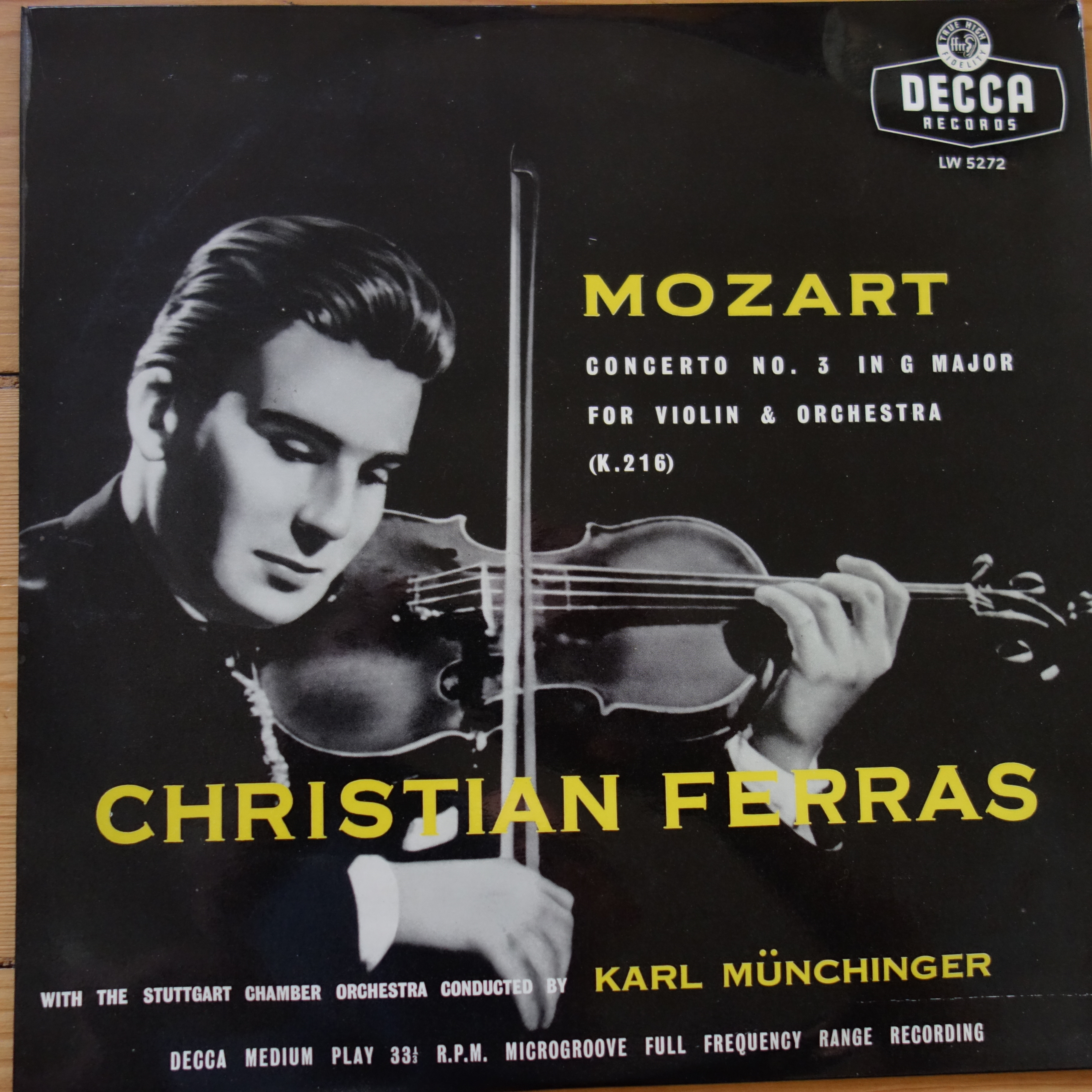 LW 5272 Mozart Violin Concerto No. 3 / Christian Ferras / Munchinger 10" LP