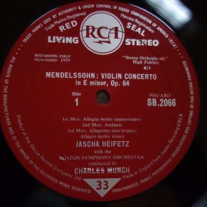 SB 2066 Mendelssohn / Prokofiev Violin Concertos / Heifetz / Munch