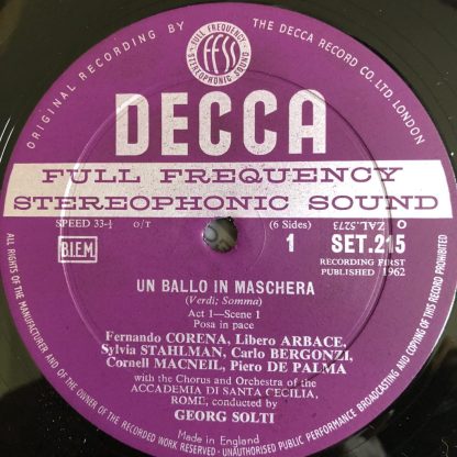 SET 215-7 Verdi Un Ballo in Maschera / Nilsson / Solti etc. W/B 3 LP box