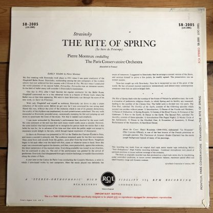 SB 2005 Stravinsky The Rite of Spring / Monteux GROOVED R/S