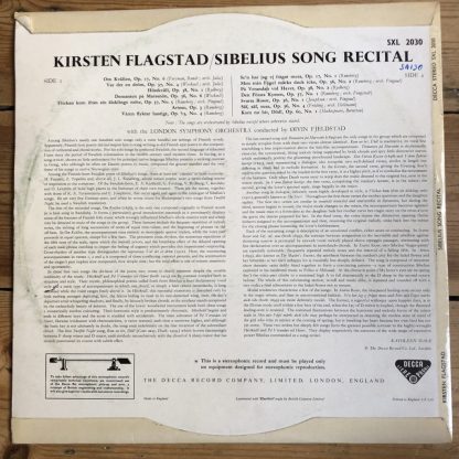 SXL 2030 Sibelius Song Recital / Flagstad W/B