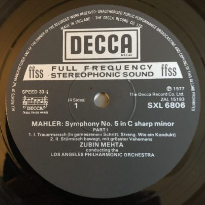 SXL 6806-7 Mahler Symphony No. 5 / Mehta / LA Phil 2 LP set
