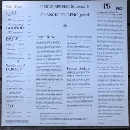 PB2 Pierre Bernac / Francis Poulenc play Debussy, Faure, Gounod, Liszt, Satie