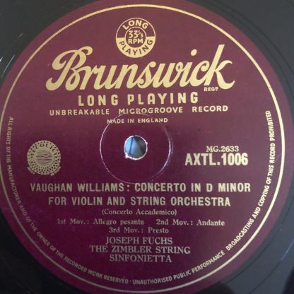 AXTL 1006 Vaughan Williams Violin Concerto etc. / Joseph Fuchs