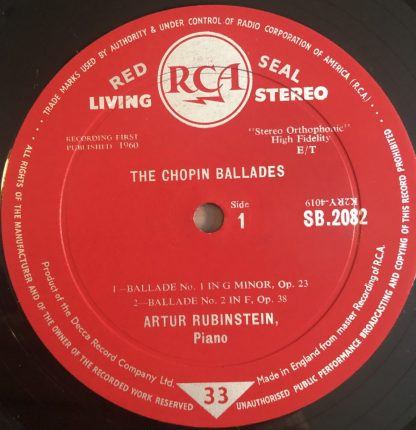 SB 2082 Chopin Ballades / Rubinstein