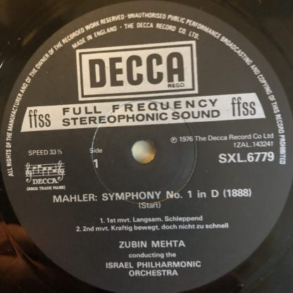 SXL 6779 Mahler Symphony No.1