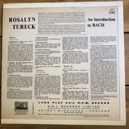 ALP 1747 An Introduction To Bach Rosalyn Tureck R/G