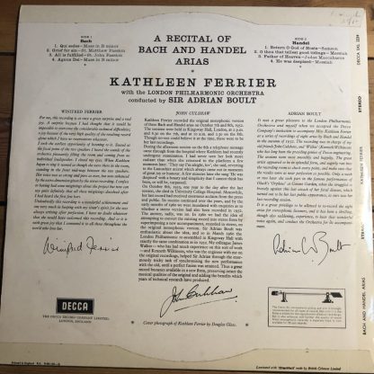 SXL 2234 Kathleen Ferrier Bach And Handel Arias