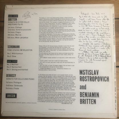 SXL 2298 Britten / Schumann / Debussy / Rostropovich