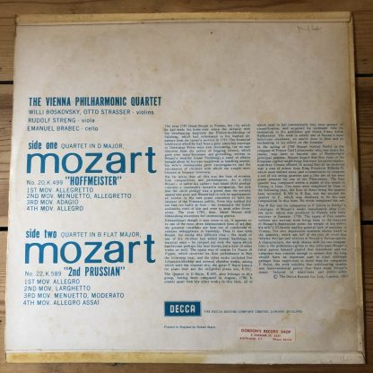 SXL 2286 Mozart Quartets 20 & 22 / VP Quartet W/B