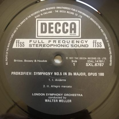 SXL 6787 Prokofiev Symphony No. 5 / Walter Weller / LSO