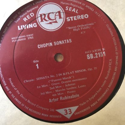 SB 2151 Chopin Piano Sonatas 2 & 3 / Rubinstein GROOVED R/S