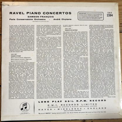 SAX 2394 Ravel Piano Concertos / Samson Francois / Cluytens