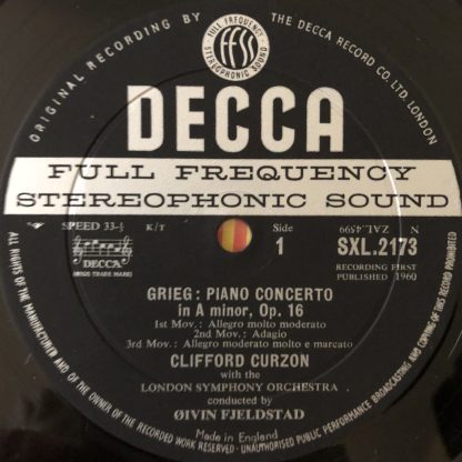 SXL 2173 Grieg Piano Concerto / Little / Franck / Curzon W/B