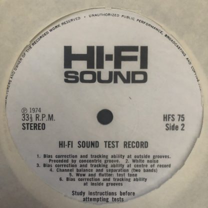HFS75 HI-FI Sound Stereo Test Record