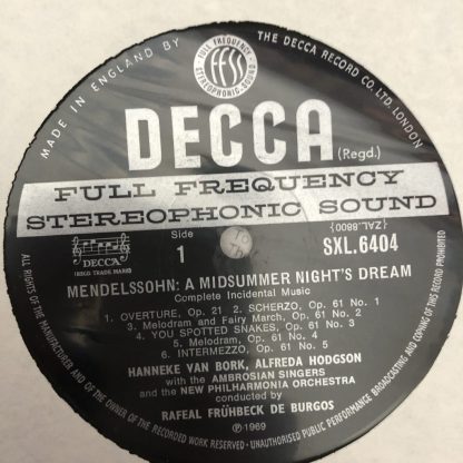 SXL 6404 Mendelssohn A Midsummer Night's Dream