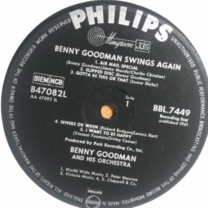 BBL 7449 Benny Goodman Swings Again