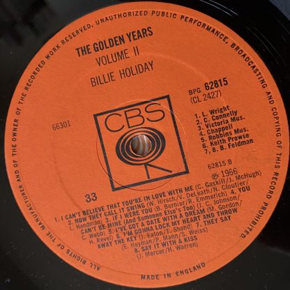 CBS 66301 Billie Holiday Golden Years Volume 2