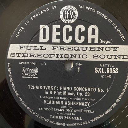 SXL 6058 Tchaikovsky Piano Concerto No. 1 / Vladimir Ashkenazy