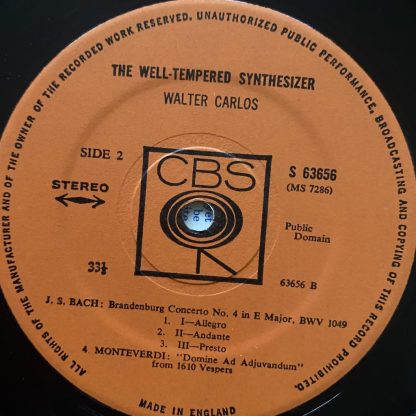 CBS 63656 Walter Carlos & The Well-Tempered Synthesizer