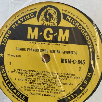 MGM-C-845 Connie Francis Sings Jewish Favorites
