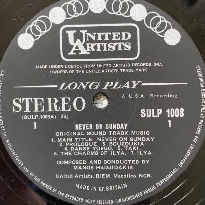 SULP 1008 Never On Sunday Original Soundtrack