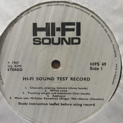 HFS69 HI-FI Sound Stereo Test Record
