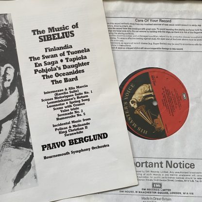 SLS 5269 The Music of Sibelius / Paavo Berglund / Bournemouth Symphony 4 LP box