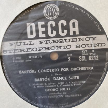 SXL 6212 Bartok Concerto for Orchestra etc. / Solti / LSO W/B