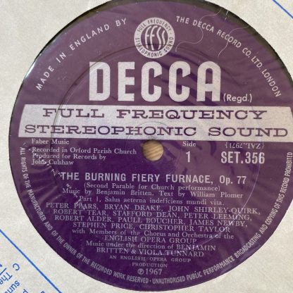 SET 356 Britten The Burning Fiery Furnace / Pears, Drake etc. / Br