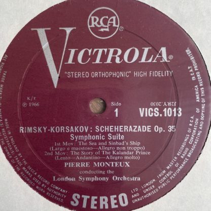 VICS 1013 Rimsky-Korsakov Scheherazade / Monteux / LSO P/S
