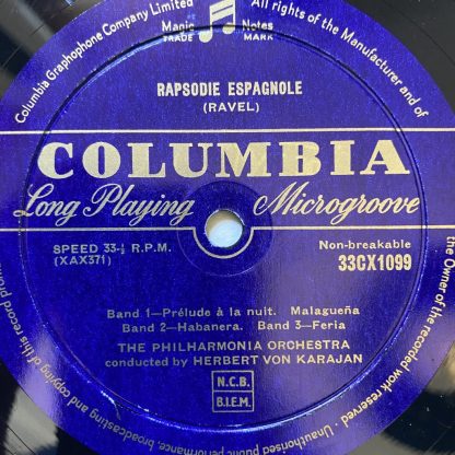 33CX 1099 Ravel Rapsodie Espagnole / Debussy La Mer / Karajan / Philharmonia
