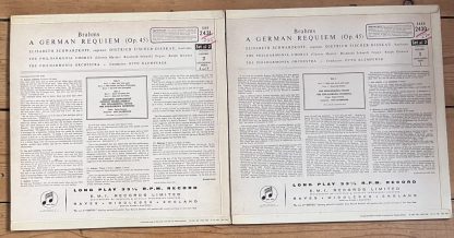 SAX 2430/31 Brahms A German Requiem Schwarzkopf Fischer-Dieskau Klemperer B/S